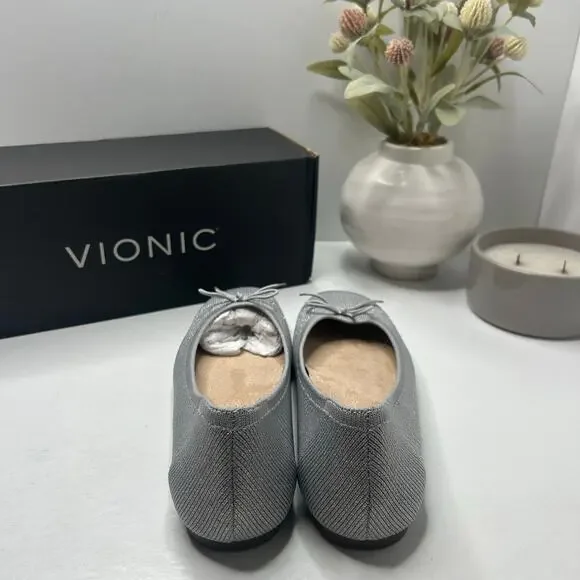 Vionic Klara Knit Square Toe Flats Silver Women's 7 Narrow Comfort Arch Support - Picture 2 of 11